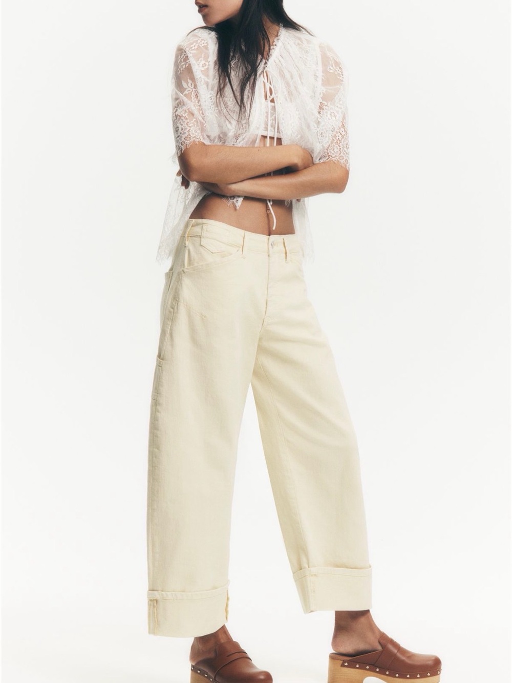 Pilcro Kayden High Rise Cuffed Carpenter Barrell Jeans, Yellow Sz 27 NWT - Picture 3 of 8
